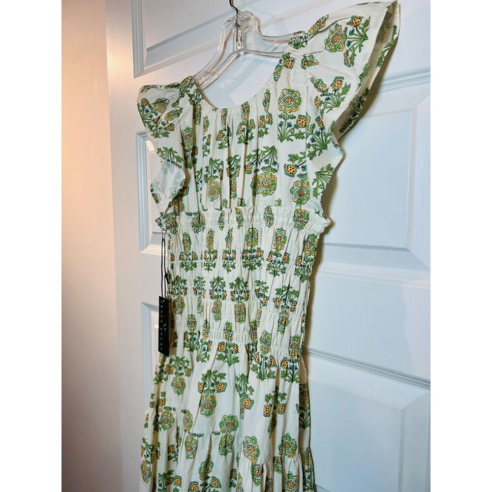 Tracy Evans NWT Floral Smocked Maxi Dress Cotton Flutter Sleeve Medium - Picture 5 of 10